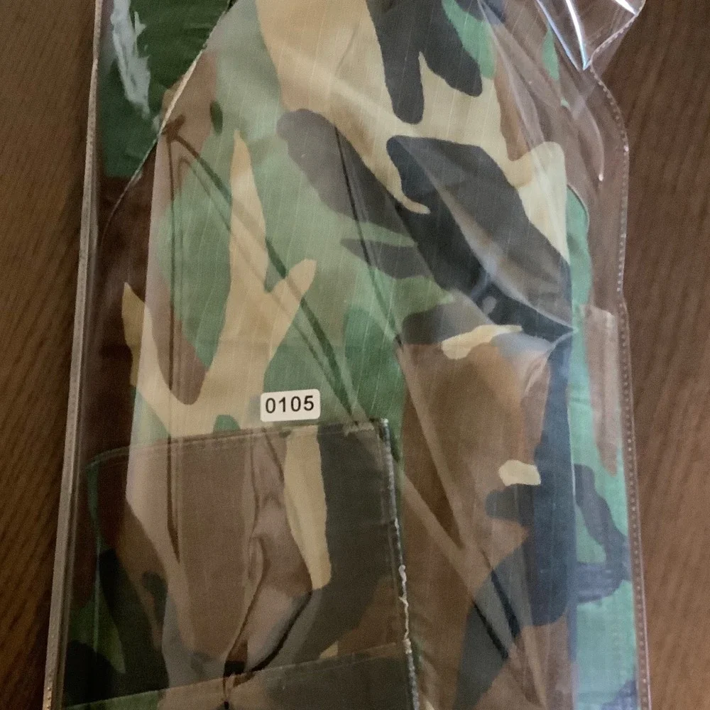 Military Woodland Camo Cargo Pants Mens Medium Long Ripstop Button Fly BDU
